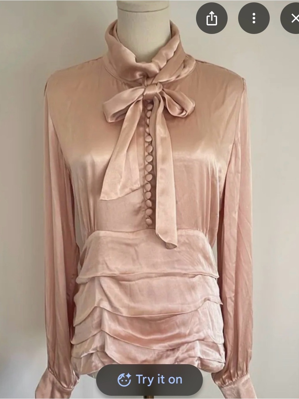 Chiffon Ruffle Tie-Neck Blouse in Blush Pink